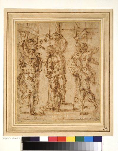 Flagellation (kağıt üzerinde kalem ve kahverengi mürekkep) by Baccio Bandinelli