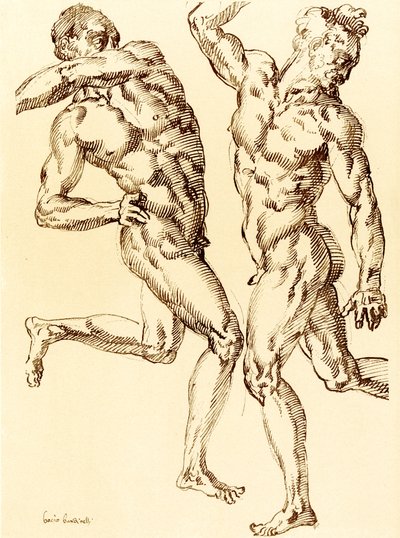 iki erkek çıplak çalışmalar by Baccio Bandinelli