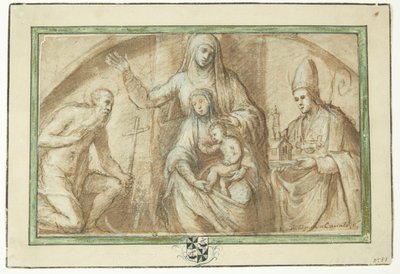 Anna, St. Jeronimus ve kilise kurucuları olarak gösterilen bir piskopos azizi ile çevrili üçüncü by Bagnacavallo