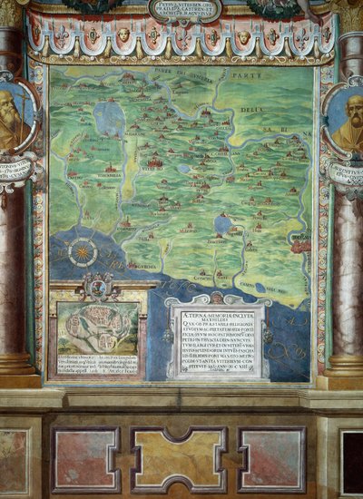 Kontes Matilda tarafından Kiliseye bağışlanan Roma Tuscia arazisi, Baldassare Croce tarafından fresklerin detayı by Baldassare Croce