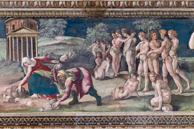 Deucalion ve Pyrrha taş atma by Baldassarre Peruzzi