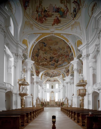 Mimar Johann Balthasar Neumann (1687-1753) Neresheim, Almanya tarafından manastır kilisesinin iç görünümü by Balthasar Neumann