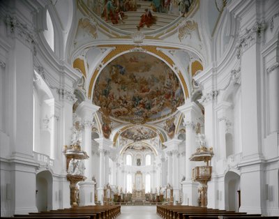 Mimar Johann Balthasar Neumann (1687-1753) Neresheim, Almanya tarafından manastır kilisesinin iç görünümü by Balthasar Neumann