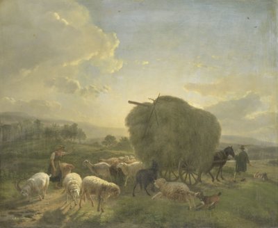 Koyun ve Saman Vagonu ile Manzara by Balthasar Paul Ommeganck