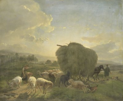 Koyunlar ve Saman Arabası ile Manzara by Balthasar Paul Ommeganck