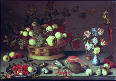 Bir Sepet Üzüm ve Diğer Meyveler by Balthasar van der Ast