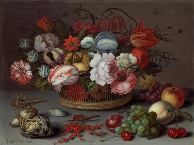 Çiçek sepeti. 1622 civarında by Balthasar van der Ast