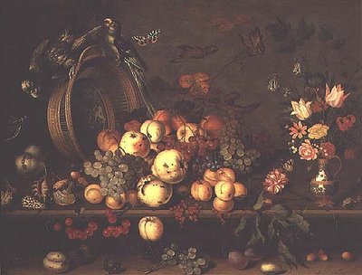 Meyve, Çiçekler ve Papağanlarla Natürmort, 1620
