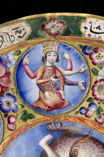 Kapaklı kase, tabak ve kaşık, astrolojik süslemeli, 19. yüzyılın başlarında by Baqir