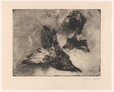 İki asılı ölü kuş by Barbara Elisabeth van Houten (signed by artist)