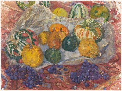 Bir halı üzerinde kabak ve üzüm natürmort by Barbara Elisabeth van Houten