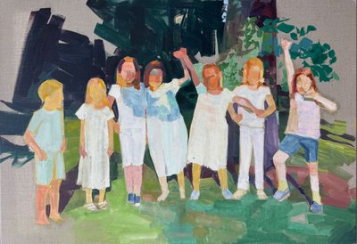 Bittersweet 4, 2025, keten tuval üzerine yağlıboya by Barbara Hoogeweegen