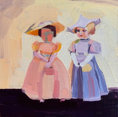 Bebek evinden ayrılış, 2020 (keten tuval üzerine yağlı boya) by Barbara Hoogeweegen