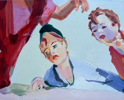 seramik 2, 2024, panel üzerine yağlıboya by Barbara Hoogeweegen