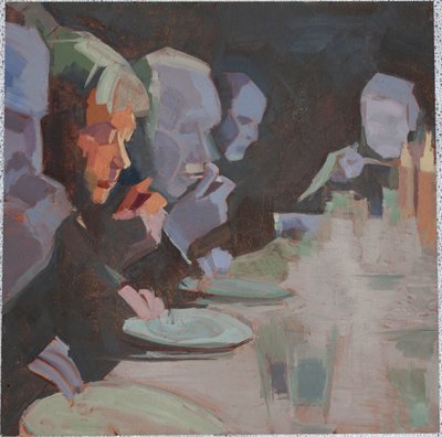 akşam yemeği 3, 2009, alüminyum üzerine yağlıboya by Barbara Hoogeweegen