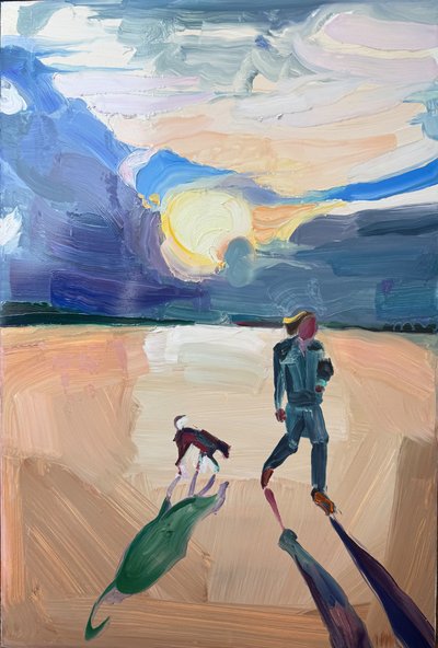 erken rüzgar, 2024, panel üzerine yağlıboya by Barbara Hoogeweegen