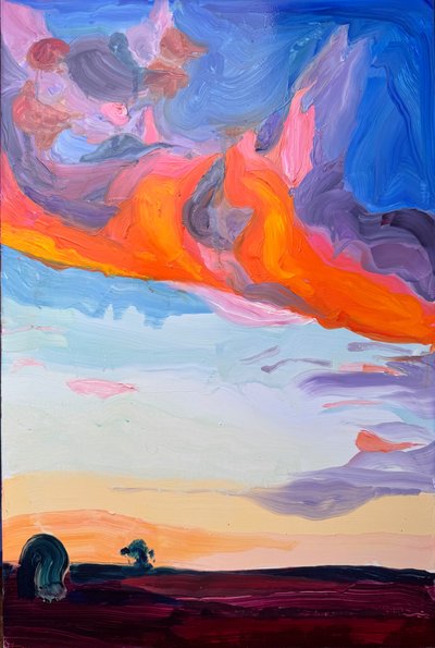 standing alone, 2024, panel üzerine yağlıboya by Barbara Hoogeweegen