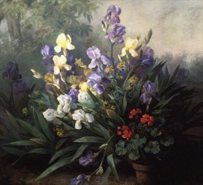 Süsen çiçekli manzara by Barbara Koch