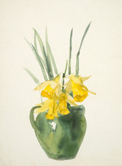 Sarı çiçek buketleri (dokuma kağıt üzerine sulu boya) by Barbara Leigh Smith Bodichon