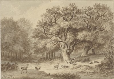 Geyik ile orman manzarası by Barend Cornelis Koekkoek