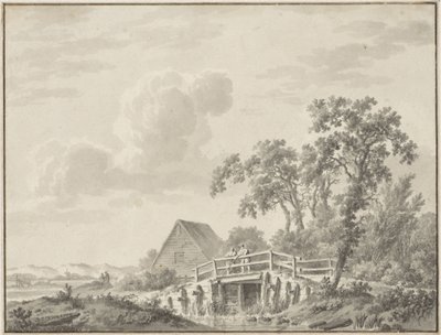 Bir balıkçı ile bir kumul kenarında manzara by Barend Cornelis Koekkoek