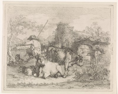 sürüsü ile çoban by Barend Hendrik Thier