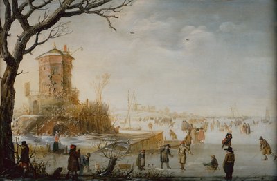 Patencilerle Kış Manzarası (tahta üzerine yağlı boya) by Barent Avercamp