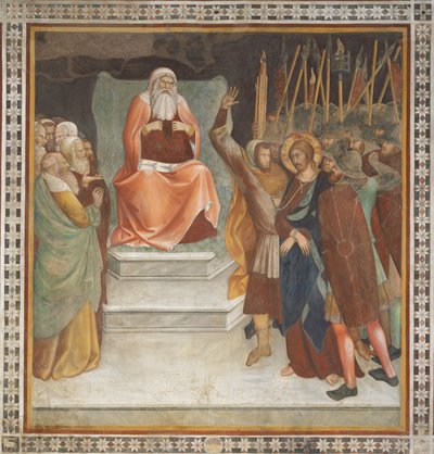 Yeni Ahit'ten Sahne: Kayafa'dan önceki İsa (fresk) by Barna da Siena