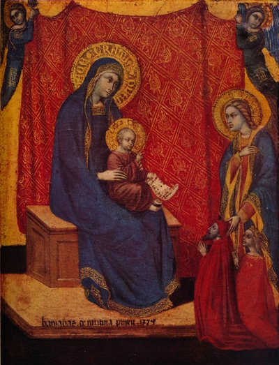 Madonna Tahtına Geçti ve Tapınan İki Bağışçı, 1374 by Barnaba da Modena