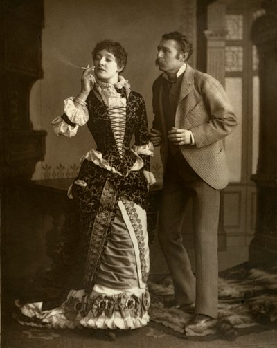Mary Rorke ve Charles Wyndham, İngiliz aktörler, 1882 by Barnes and Bell Brown