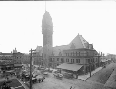 Dearborn Station, Chicago, Illinois, ABD, 1883 dolayları (s/b fotoğraf) by Barnes and Crosby