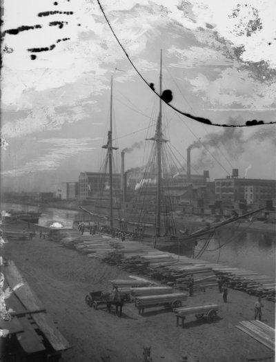 Chicago Nehri üzerinde kereste yelkenlisi, Chicago, Illinois, ABD by Barnes and Crosby