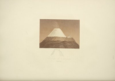 Cotopaxi Volkanı, Gmelin tarafından çizilmiş, Arnold tarafından oyulmuş, Alexander von Humboldt ve Aime Bonpland tarafından "Cordilleraların Görünümleri ve Amerika Yerli Halklarının Anıtları"ndan bir çizim, 1813 by Baron Friedrich Alexander von Humboldt