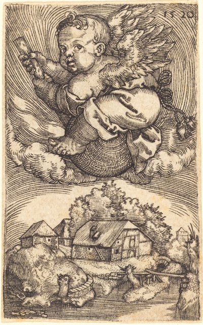 Havada Yüzen Bir Küre Üzerindeki Deha by Barthel Beham