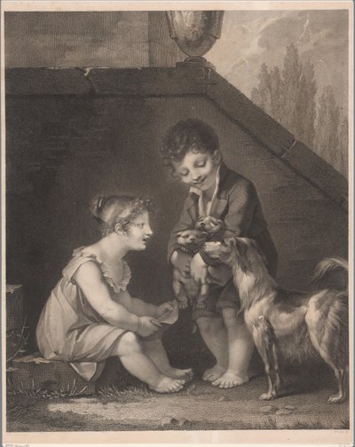 Köpekler ile iki çocuk Oh, les jolis petits chiens by Barthélémy Joseph Fulcran Roger