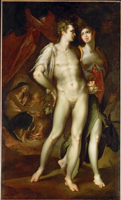 " Sine Cerere et Baccho friget Venus" 1590 (tuval üzerine resim) by Bartholomaeus Spranger