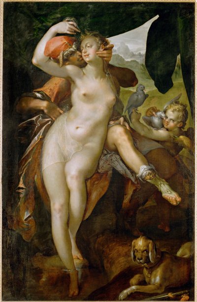 Venüs ve Adonis, c.1595 (tuval üzerine resim) by Bartholomaeus Spranger