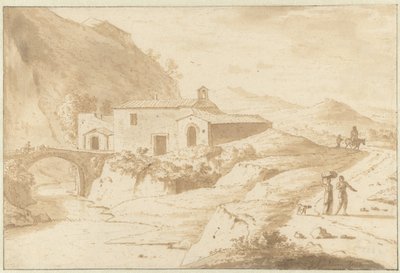 Bir Köprünün Yanındaki Şapel ile Tepelik Manzara by Bartholomeus Appelman
