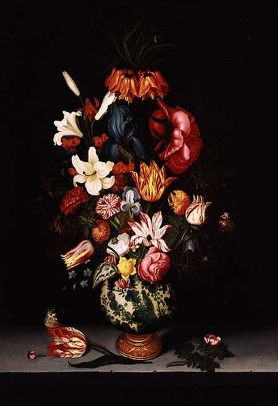 Bir Taş Çıkıntıdaki Çiçeklerin Natürmortu by Bartholomeus Assteyn