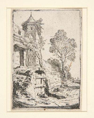 Altıgen kulenin yanındaki ev by Bartholomeus Breenbergh