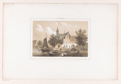 Nehir ve kilise ile şehir manzarası by Bartholomeus Johannes van Hove