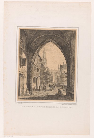 Bir kapının altından şehir manzarası Vue ödül dans une ville de la Hollande (nesne üzerindeki başlık) by Bartholomeus Johannes van Hove