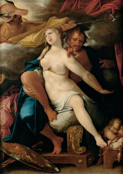 Venüs ve Mars, Merkür tarafından uyarıldı, yaklaşık 1586 by Bartholomaeus Spranger