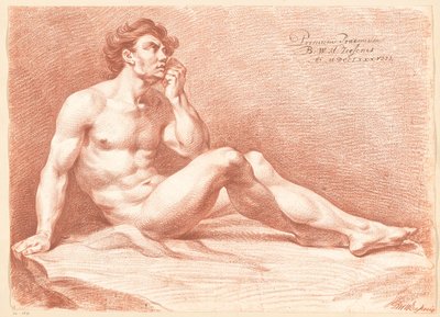 Oturan Erkek Çıplak, Yan Görünüm (1. Ödül 1788) by Bartholomeus Ziesenis