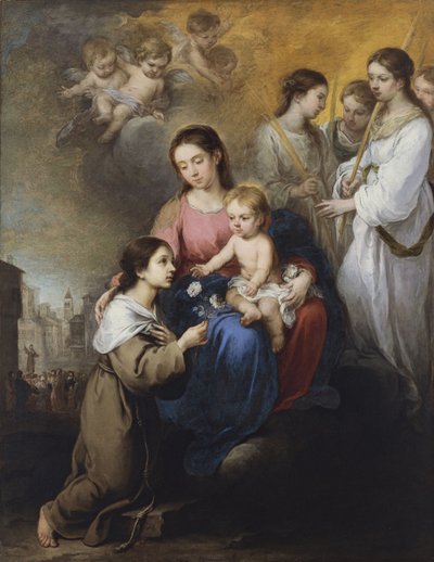 Viterbo Aziz Gülü ile Bakire ve Çocuk by Bartolomé Esteban Murillo