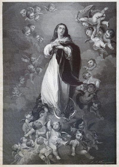 Kusursuz Anlayış. (gravür, yaklaşık 1900) by Bartolome Esteban (after) Murillo