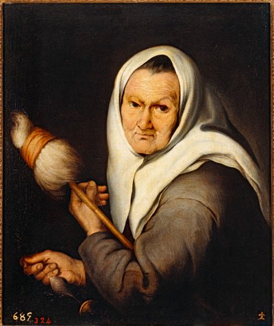 Dokuma yapan yaşlı kadın ... (tuval üzerine yağlıboya) by Bartolomé Esteban Murillo