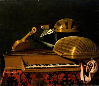 Müzik Aletleri ve Kitaplarla Natürmort, 17. Yüzyılın Ortası. by Bartolomeo Bettera