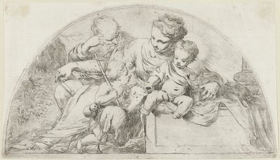 Genç Vaftizci Yahya ile Kutsal Aile by Bartolomeo Biscaino