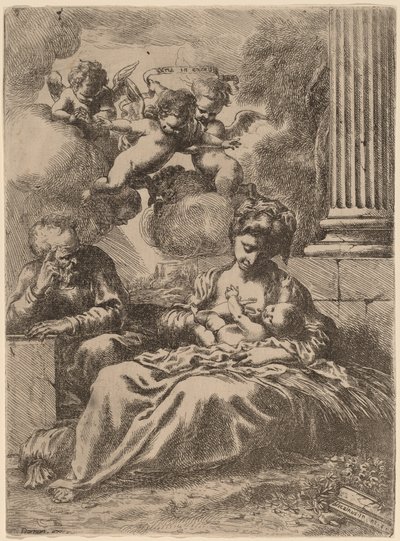 Bir Sütunla Kutsal Aile, c. 1655. by Bartolomeo Biscaino